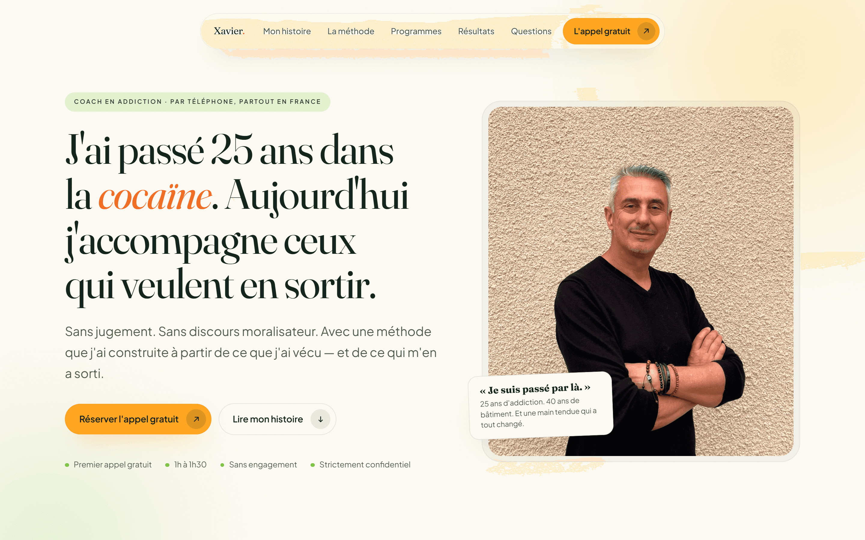 Page d'accueil du site Xavier, sur ordinateur